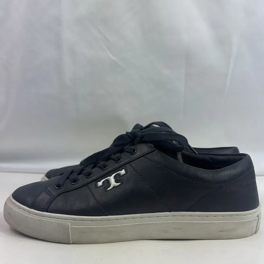 Tory Burch Amalia T-Logo Navy Blue Leather Low Top Women’s Sneakers